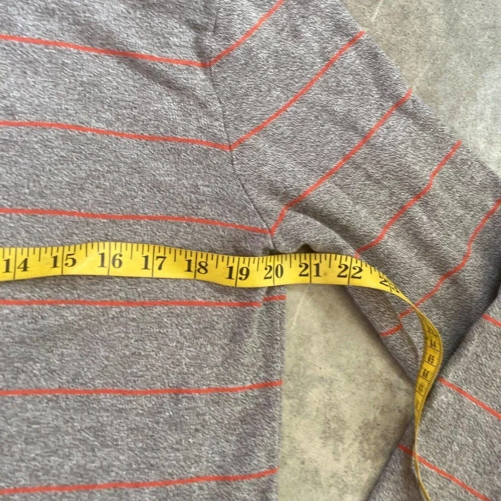 Banana Republic Sweater Men Medium Gray 1/4 Zip Pullover Orange Stripe Cotton‎